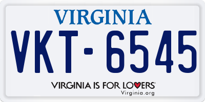 VA license plate VKT6545