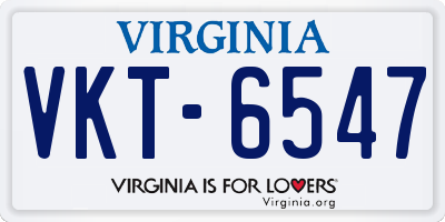 VA license plate VKT6547