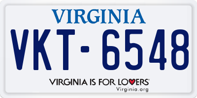 VA license plate VKT6548
