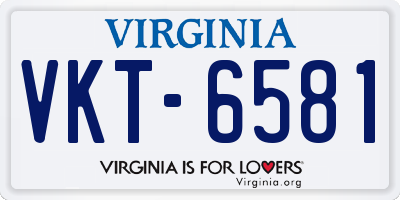 VA license plate VKT6581