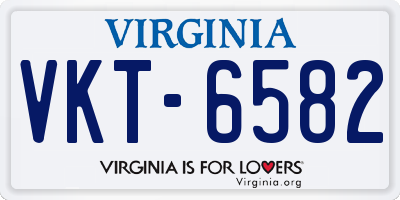 VA license plate VKT6582