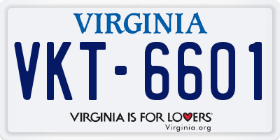 VA license plate VKT6601
