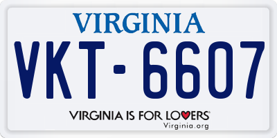VA license plate VKT6607