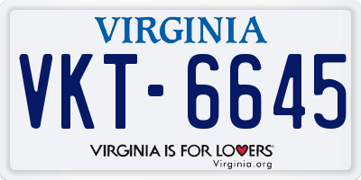 VA license plate VKT6645