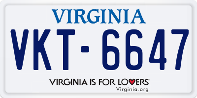 VA license plate VKT6647
