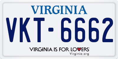 VA license plate VKT6662
