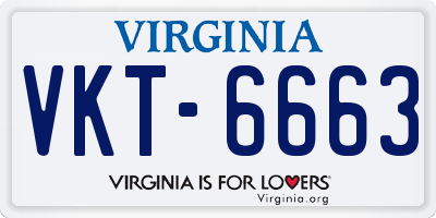 VA license plate VKT6663