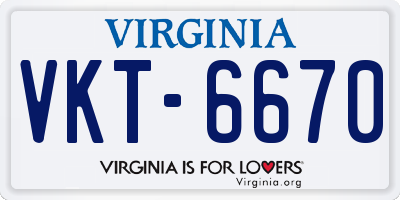 VA license plate VKT6670