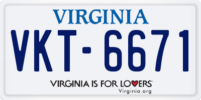 VA license plate VKT6671