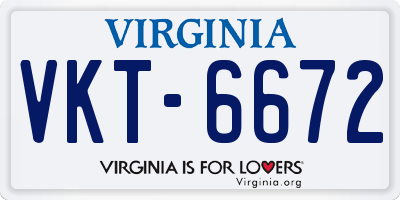 VA license plate VKT6672