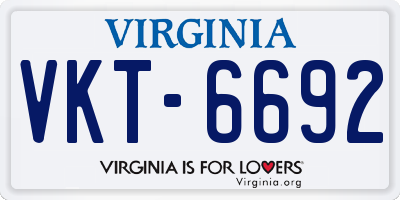 VA license plate VKT6692