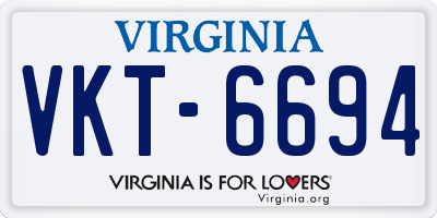 VA license plate VKT6694