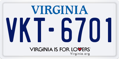 VA license plate VKT6701