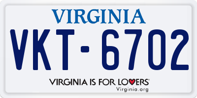 VA license plate VKT6702
