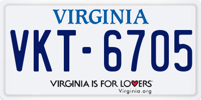 VA license plate VKT6705