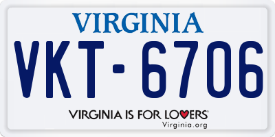 VA license plate VKT6706