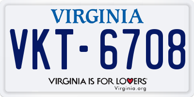 VA license plate VKT6708