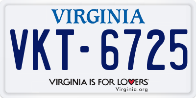 VA license plate VKT6725