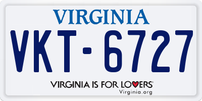 VA license plate VKT6727