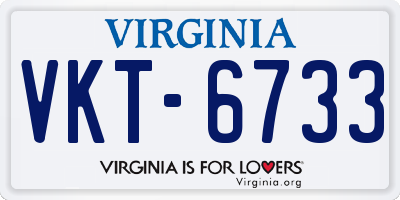 VA license plate VKT6733