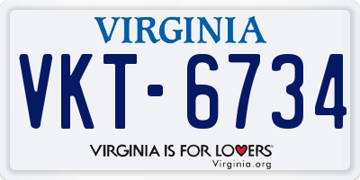 VA license plate VKT6734
