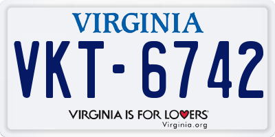 VA license plate VKT6742