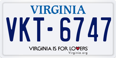 VA license plate VKT6747