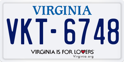 VA license plate VKT6748