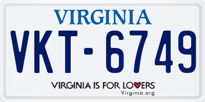 VA license plate VKT6749
