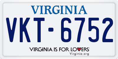 VA license plate VKT6752