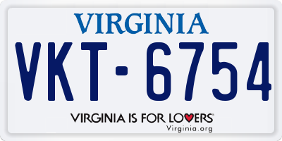 VA license plate VKT6754
