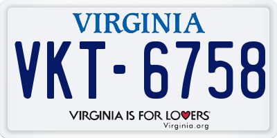 VA license plate VKT6758