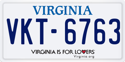 VA license plate VKT6763