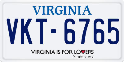 VA license plate VKT6765