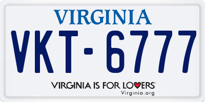 VA license plate VKT6777