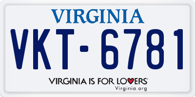VA license plate VKT6781