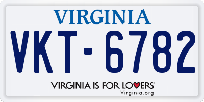 VA license plate VKT6782