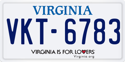 VA license plate VKT6783