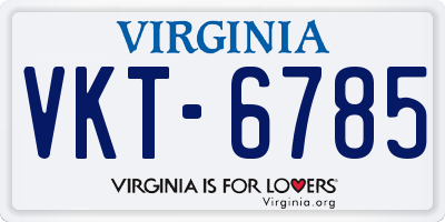 VA license plate VKT6785