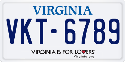 VA license plate VKT6789