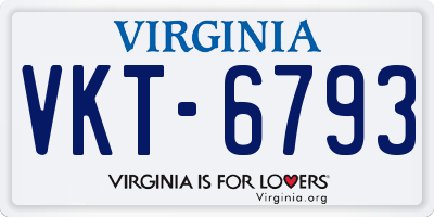 VA license plate VKT6793