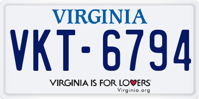 VA license plate VKT6794
