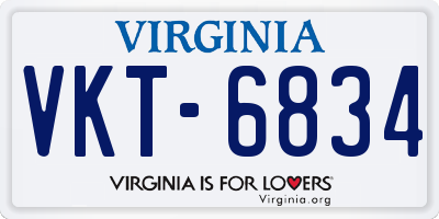 VA license plate VKT6834