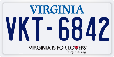 VA license plate VKT6842