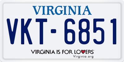 VA license plate VKT6851