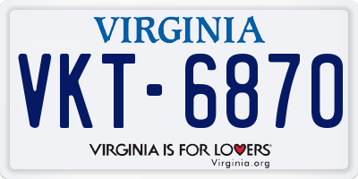 VA license plate VKT6870