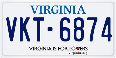 VA license plate VKT6874