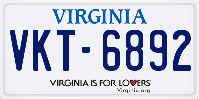 VA license plate VKT6892