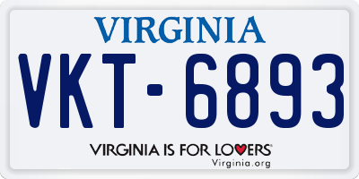 VA license plate VKT6893