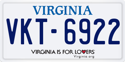 VA license plate VKT6922